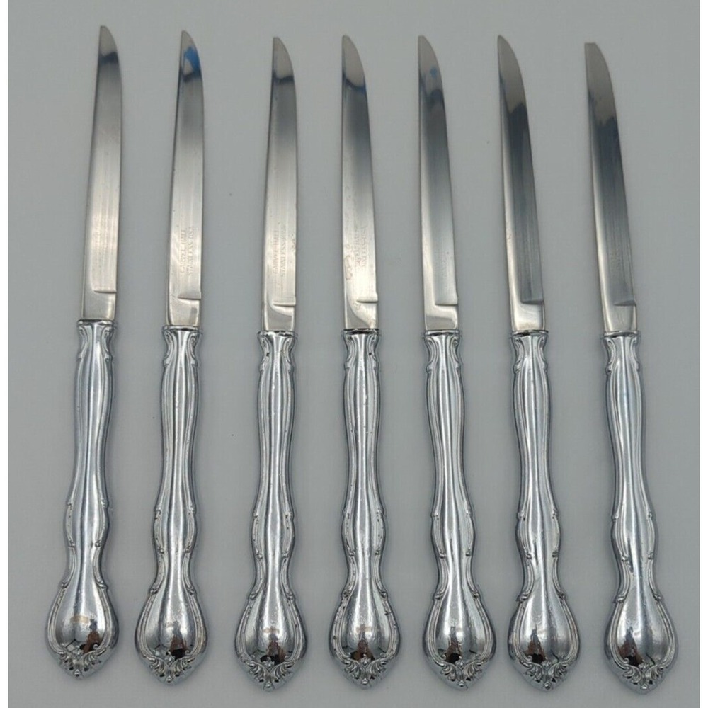 Carvel Hall Stainless Steel Steak Knives 6 Beautiful Ones & 1 Ugly‎ One Set Of 7
